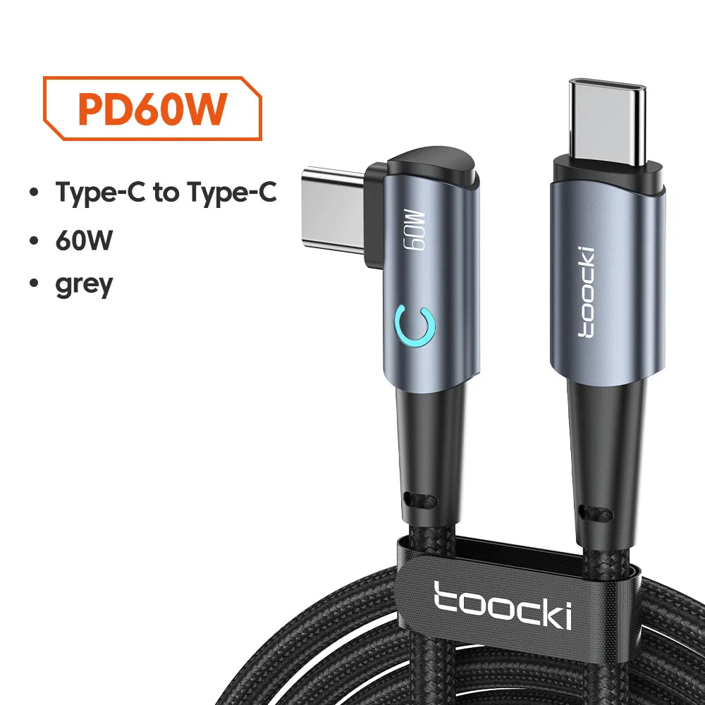 90 Degree Elbow USB Type C Cable 100W 5A Fast Charging