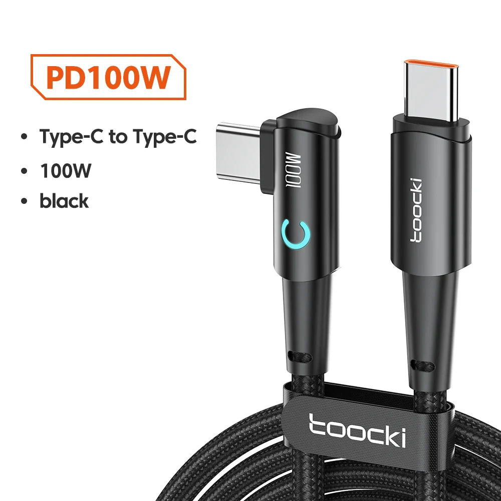 90 Degree Elbow USB Type C Cable 100W 5A Fast Charging